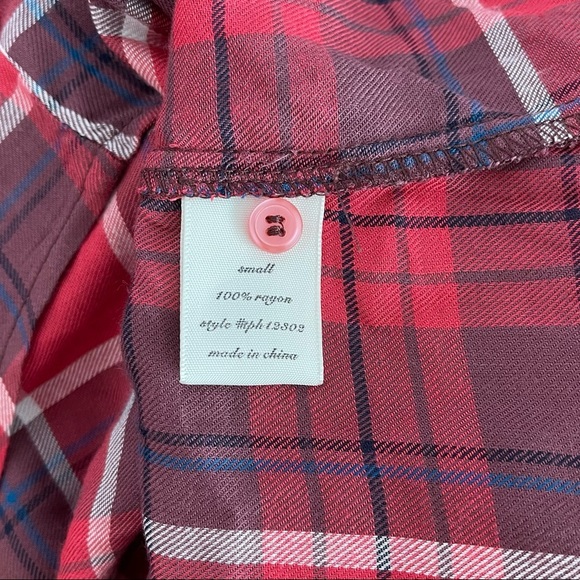 Francesca’s Miami NWT Red & Black Plaid Button Down Tunic Top Small Women’s - Picture 11 of 12